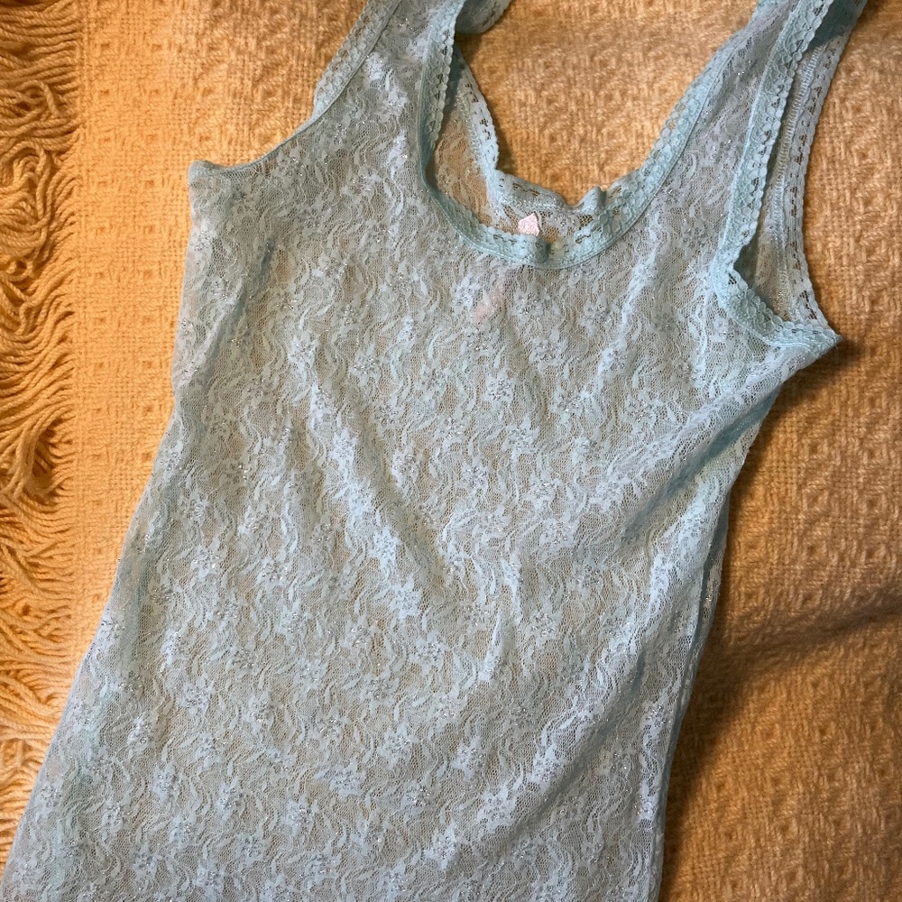 Vintage Free People Metallic Mesh Tanktop